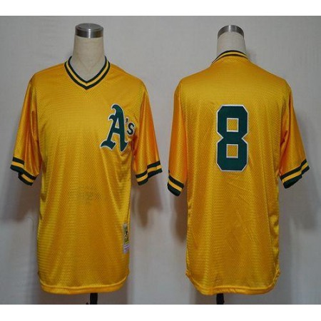 Mitchell And Ness Athletics #8 Joe Morgan Yellow Stitched MLB Jersey