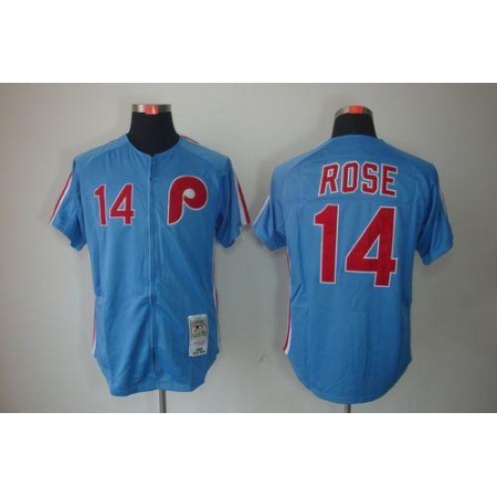 Mitchell And Ness Phillies #14 Rose Blue Stitched Throwback MLB Jersey