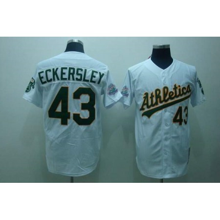 Mitchell and Ness Athletics #43 Dennis Eckersley Stitched White Throwback MLB Jersey