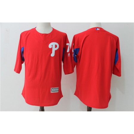 Men's Philadelphia Phillies #7 Maikel Franco Red Authentic Collection On-Field 3/4 Sleeve Sleeve Batting Practice Stitched MLB Jersey