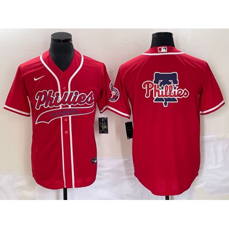 Men's Philadelphia Phillies Red Team Big Logo Cool Base Stitched Baseball Jersey