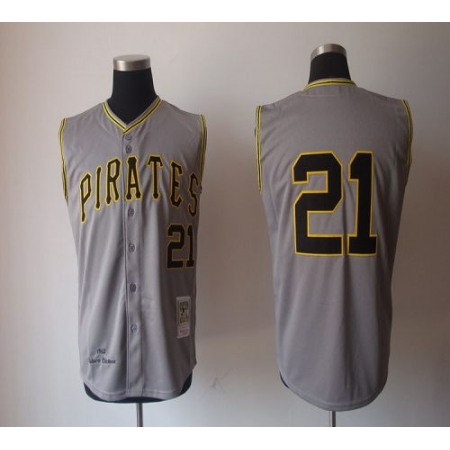 Mitchell And Ness 1962 Pirates #21 Roberto Clemente Grey Stitched MLB Jersey