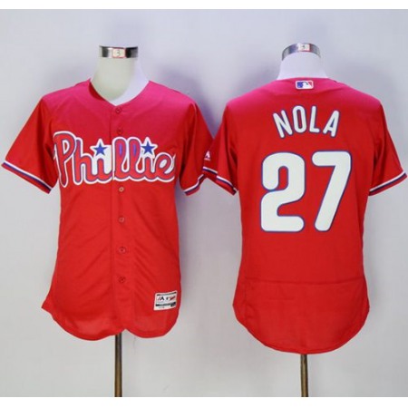 Phillies #27 Aaron Nola Red Flexbase Authentic Collection Stitched MLB Jersey