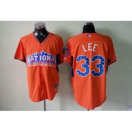 Phillies #33 Cliff Lee Orange All-Star 2013 National League Stitched MLB Jersey