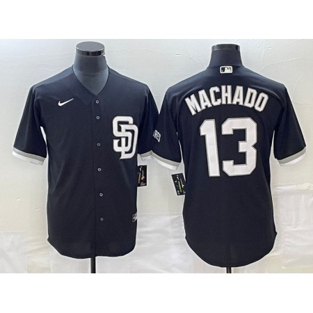 Men's San Diego Padres #13 Manny Machado Black Cool Base Stitched Baseball Jersey