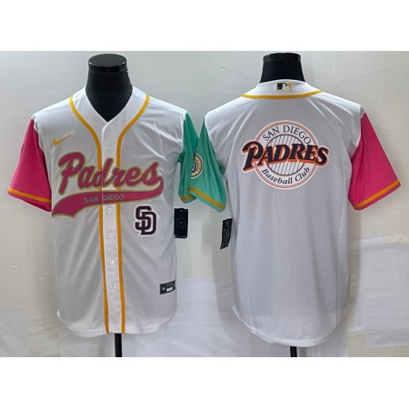 Men's San Diego Padres White Team Big Logo City Connect Cool Base With Patch Stitched Baseball Jersey