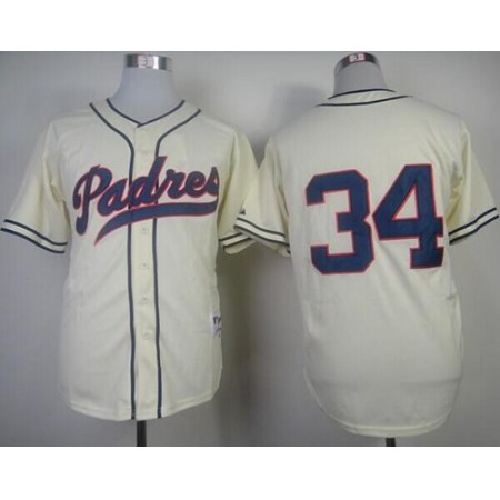 Padres #34 Rollie Fingers Cream 1948 Turn Back The Clock Stitched MLB Jersey