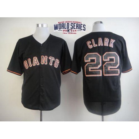 Giants #22 Will Clark Black Fashion W/2014 World Series Patch Stitched MLB Jersey