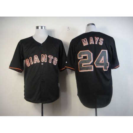 Giants #24 Willie Mays Black Fashion Stitched MLB Jersey