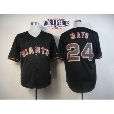 Giants #24 Willie Mays Black Fashion W/2014 World Series Patch Stitched MLB Jersey