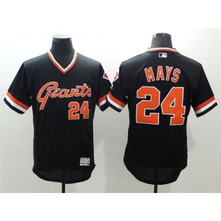 Giants #24 Willie Mays Black Flexbase Authentic Collection Cooperstown Stitched MLB Jersey