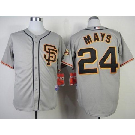 Giants #24 Willie Mays Grey Cool Base Road 2 Stitched MLB Jersey