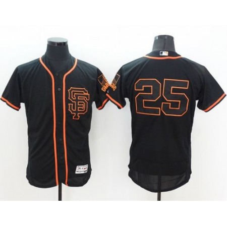 Giants #25 Barry Bonds Black Flexbase Authentic Collection Alternate Stitched MLB Jersey