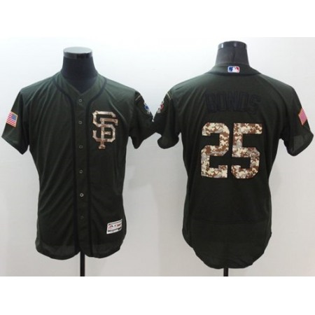 Giants #25 Barry Bonds Green Flexbase Authentic Collection Salute to Service Stitched MLB Jersey