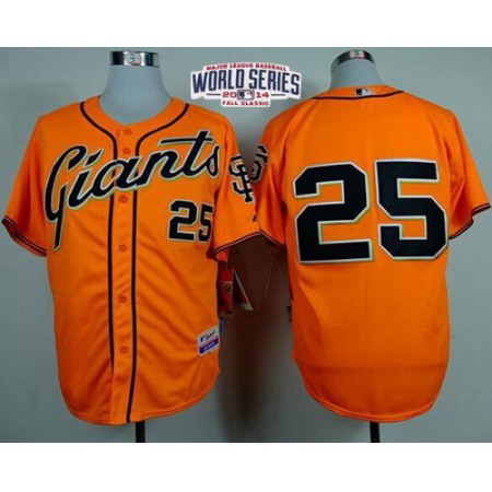 Giants #25 Barry Bonds Orange Alternate Cool Base W/2014 World Series Patch Stitched MLB Jersey