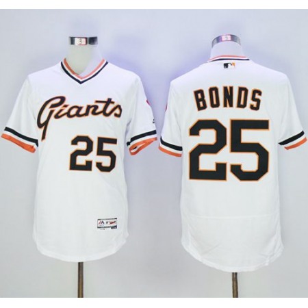 Giants #25 Barry Bonds White Flexbase Authentic Collection Cooperstown Stitched MLB Jersey