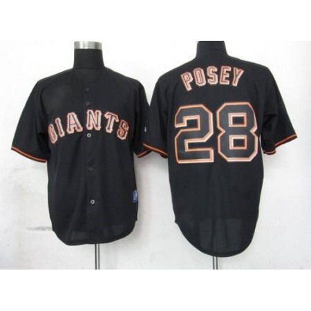 Giants #28 Buster Posey Black Fashion Stitched MLB Jersey