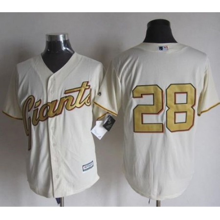 Giants #28 Buster Posey Cream(Gold No.) New Cool Base Stitched MLB Jersey