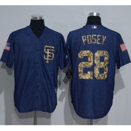 Giants #28 Buster Posey Denim Blue Salute to Service Stitched MLB jerseys
