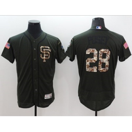 Giants #28 Buster Posey Green Flexbase Authentic Collection Salute to Service Stitched MLB Jersey