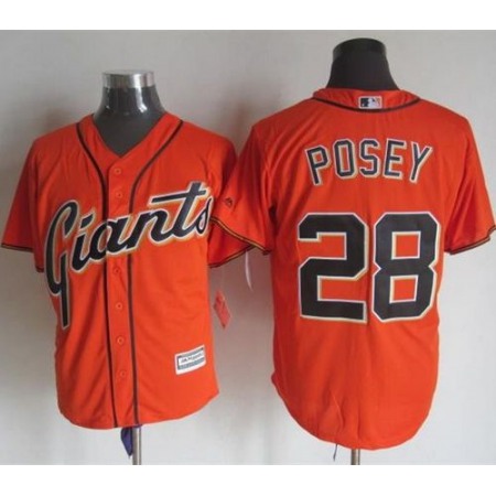 Giants #28 Buster Posey Orange Alternate New Cool Base Stitched MLB Jersey