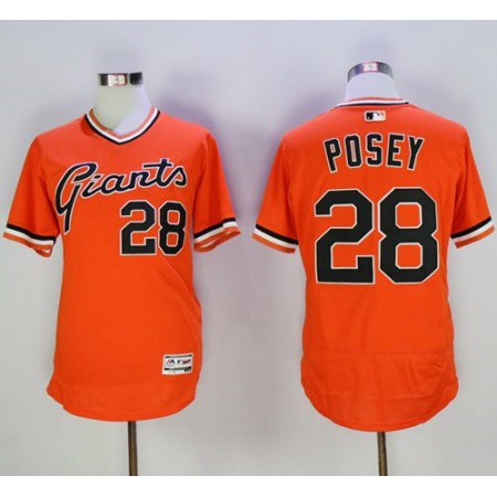 Giants #28 Buster Posey Orange Flexbase Authentic Collection Cooperstown Stitched MLB jerseys