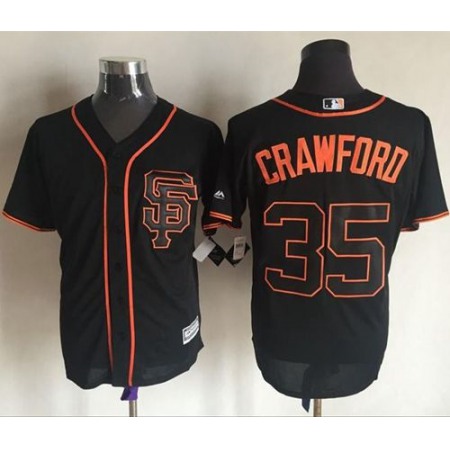 Giants #35 Brandon Crawford Black New Cool Base Alternate Stitched MLB Jersey