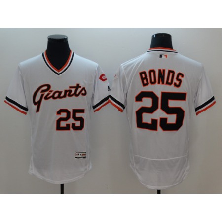 Men's MLB San Francisco Giants #25 Barry Bonds White White Throwback Stitched Jersey