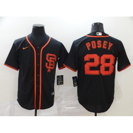 Men's San Francisco Giants #28 Buster Posey Black Cool Base Stitched MLB Jersey