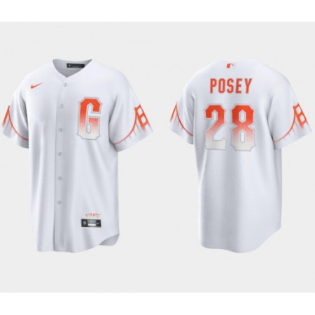 Men's San Francisco Giants #28 Buster Posey White City Connect Cool Base Stitched Jersey