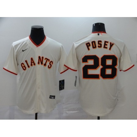 Men's San Francisco Giants #28 Buster Posey White Cool Base Stitched MLB Jersey