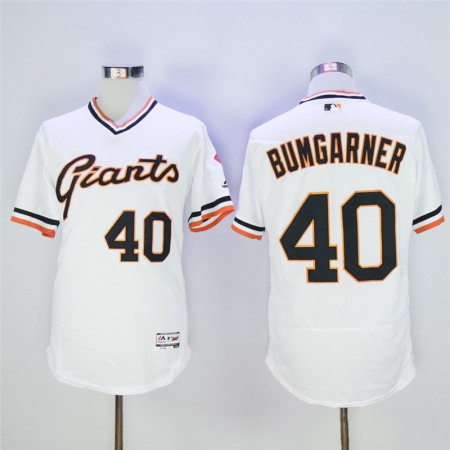 Men's San Francisco Giants #40 Madison Bumgarner White Throwback Flexbase Stitched MLB Jersey