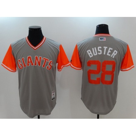 Men's San Franciscoc Giants #28 Buster Posey Grey Stitched MLB Jersey