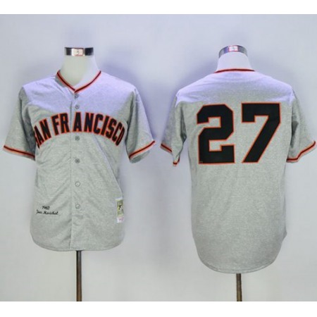 Mitchell And Ness 1962 Giants #27 Juan Marichal Grey Stitched Throwback MLB Jersey