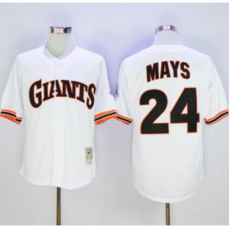 Mitchell And Ness 1989 Giants #24 Willie Mays White Throwback Stitched MLB Jersey