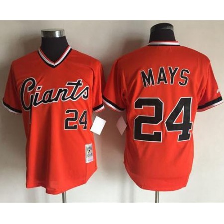 Mitchell And Ness Giants #24 Willie Mays Orange Throwback Stitched MLB jerseys