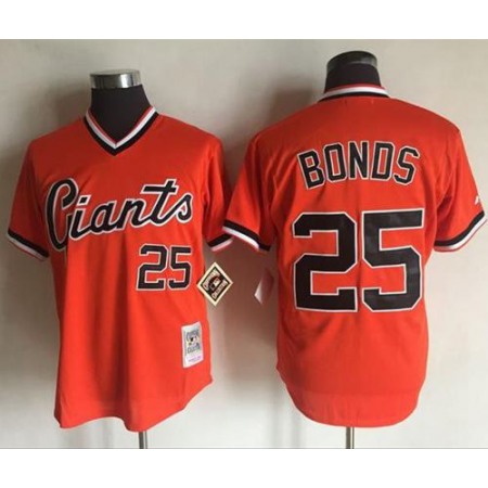 Mitchell And Ness Giants #25 Barry Bonds Orange Throwback Stitched MLB jerseys
