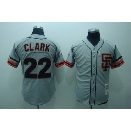 Mitchell and Ness Giants #22 Will Clark Stitched Grey Throwback MLB Jersey