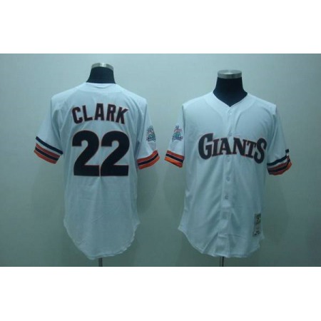 Mitchell and Ness Giants #22 Will Clark Stitched White Throwback MLB Jersey