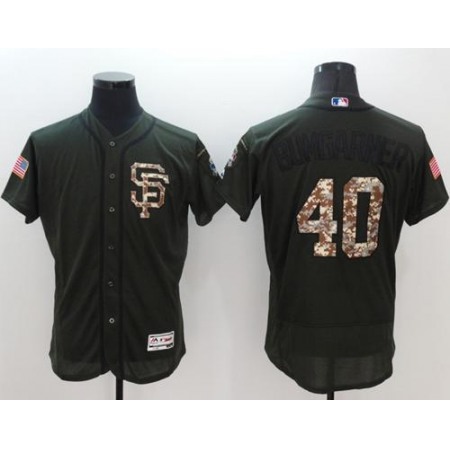 Giants #40 Madison Bumgarner Green Flexbase Authentic Collection Salute to Service Stitched MLB Jersey