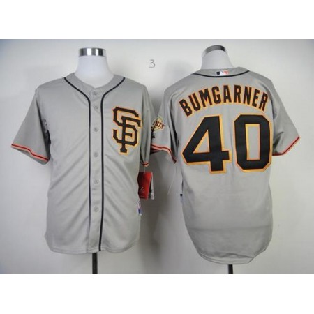 Giants #40 Madison Bumgarner Grey Road 2 Cool Base Stitched MLB Jersey