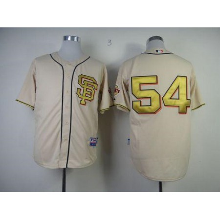 Giants #54 Sergio Romo Cream Gold No. Stitched MLB Jersey