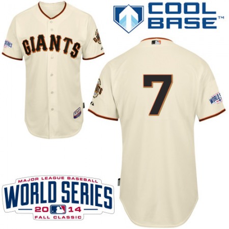 Giants #7 Gregor Blanco Cream Home Cool Base W/2014 World Series Patch Stitched MLB Jersey