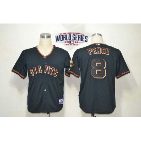 Giants #8 Hunter Pence Black W/2014 World Series Patch Stitched MLB Jersey