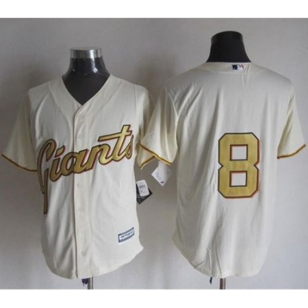 Giants #8 Hunter Pence Cream(Gold No.) New Cool Base Stitched MLB Jersey