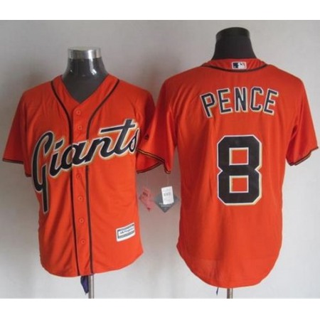 Giants #8 Hunter Pence Orange Alternate New Cool Base Stitched MLB Jersey