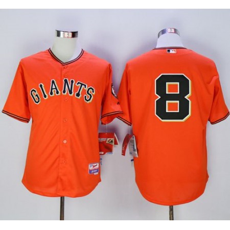Giants #8 Hunter Pence Orange Old Style "Giants" Stitched MLB Jersey