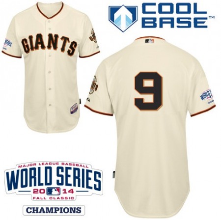 Giants #9 Brandon Belt Cream Cool Base W/2014 World Series Patch Stitched MLB Jersey
