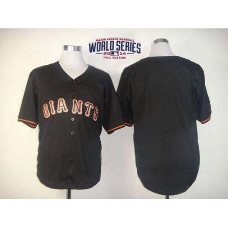 Giants Blank Black Fashion W/2014 World Series Patch Stitched MLB Jersey