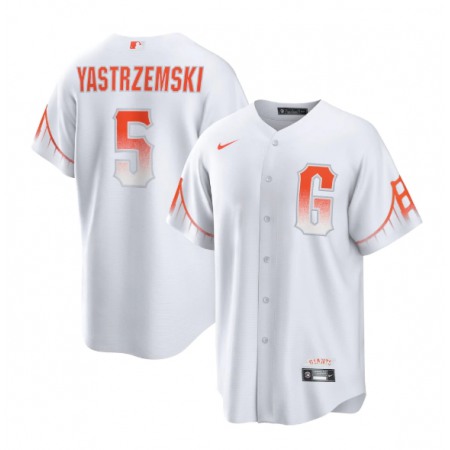 Men's San Francisco Giants #5 Mike Yastrzemski White City Connect Cool Base Stitched Baseball Jersey